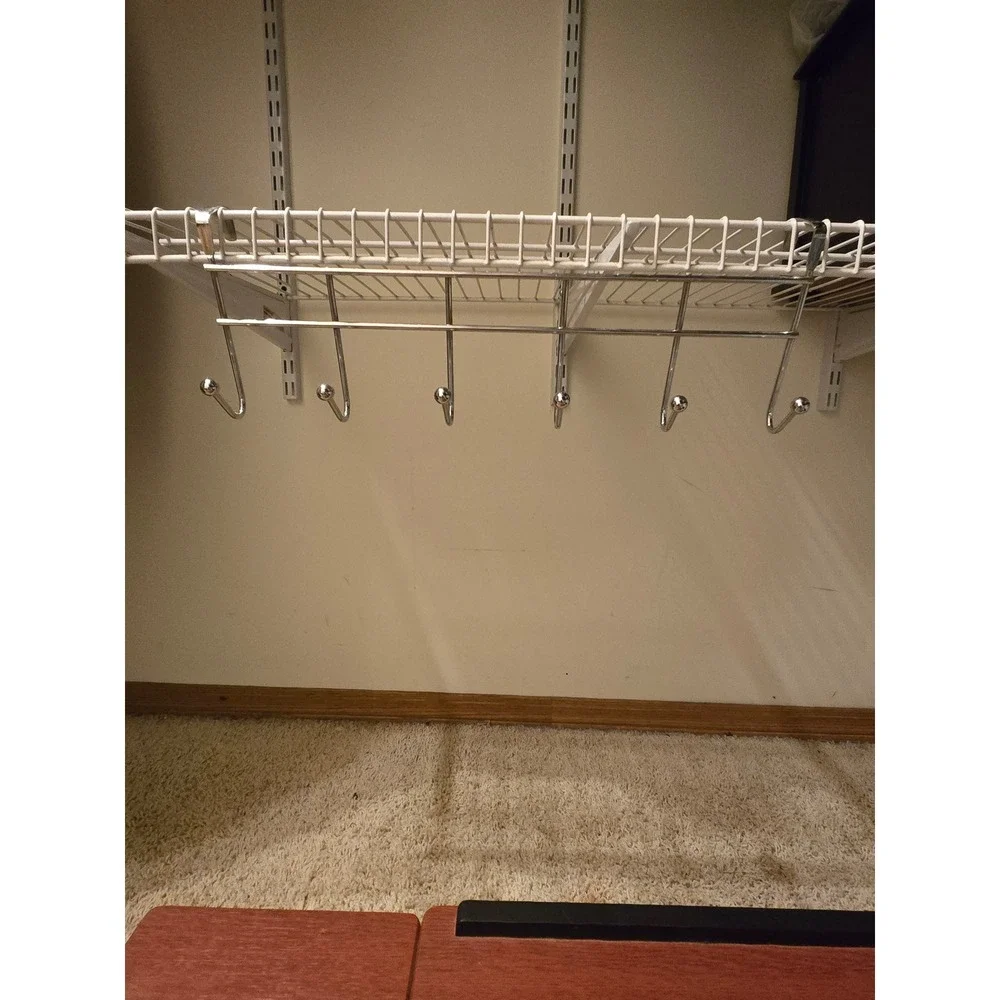 Chrome Over the Shelf 6 Hook Hanging Organizer Rack for Wire Shelving Closet